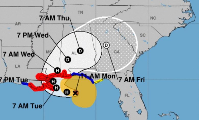 L'ouragan Sally s'apprête à frapper une Louisiane encore sous le choc de l'ouragan Laura Par Rafi Letzter publié le 14 septembre 20 La Louisiane compte déjà 23 000 réfugiés climatiques vivant dans des abris après l'ouragan Laura.  L'ouragan Sally inondera la région à partir d'aujourd'hui.