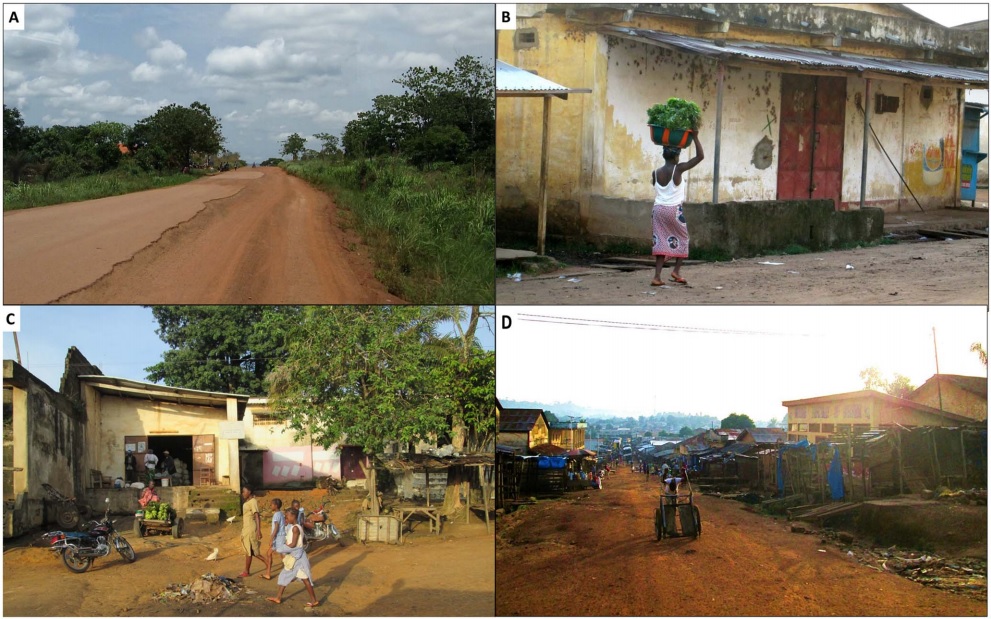 Scènes de l'infrastructure dégradée de la région forestière de Guinée.