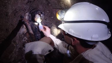 Scientists collect groundwater samples from a mine in South Africa.