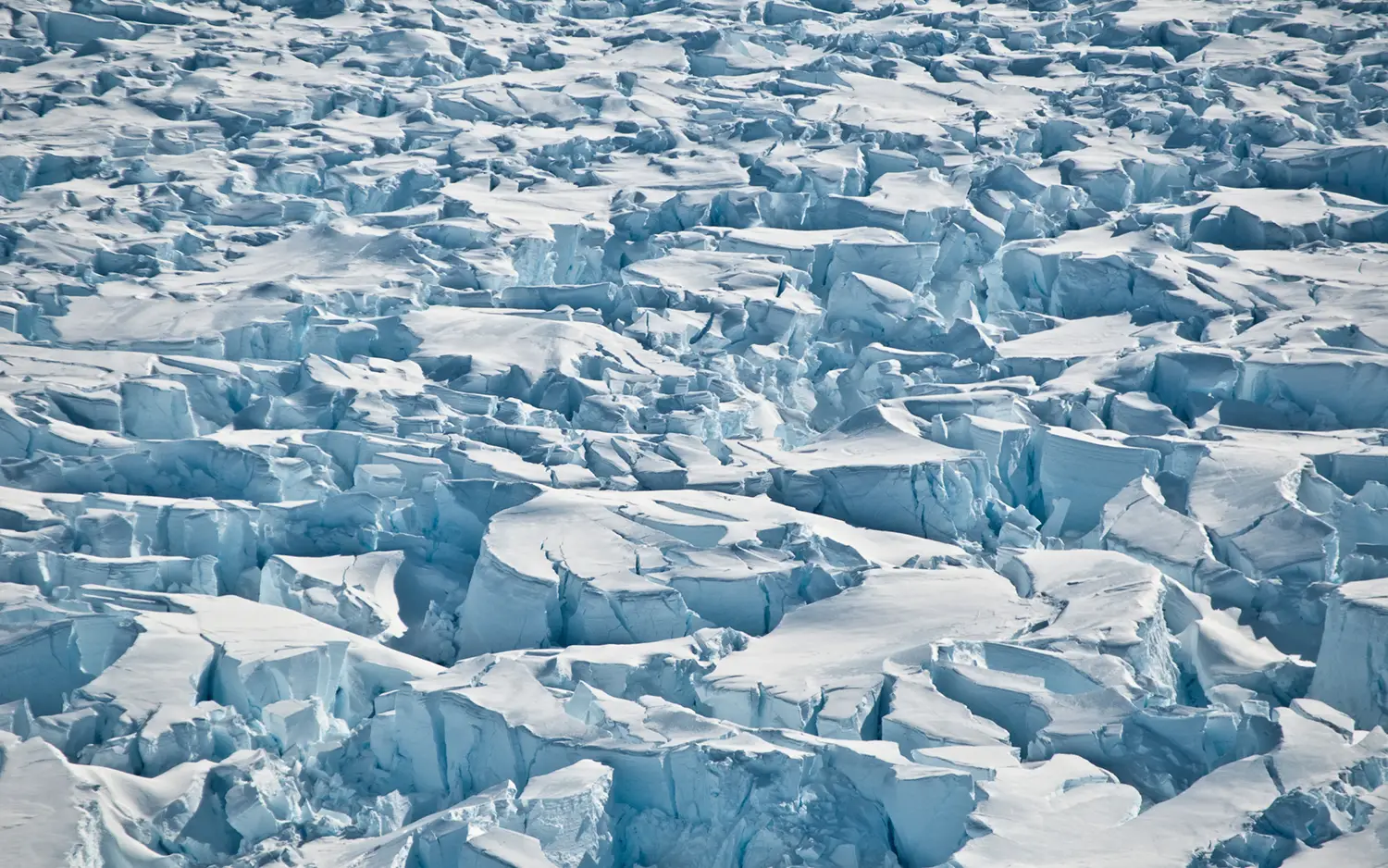 Des crevasses se forment sur le glacier Pine Island en Antarctique, près de la partie du glacier où il quitte la terre et s'étend au-dessus de l'océan.