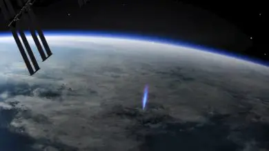 An illustration of a blue jet observed from the ISS